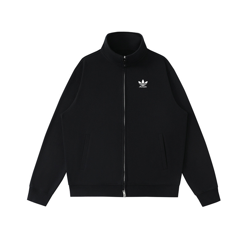 Heavy Weight 420g Stand Collar Cardigan Sweatshirt Men's Autum New Zipper Loose Couple Sports Clover Jacket Top