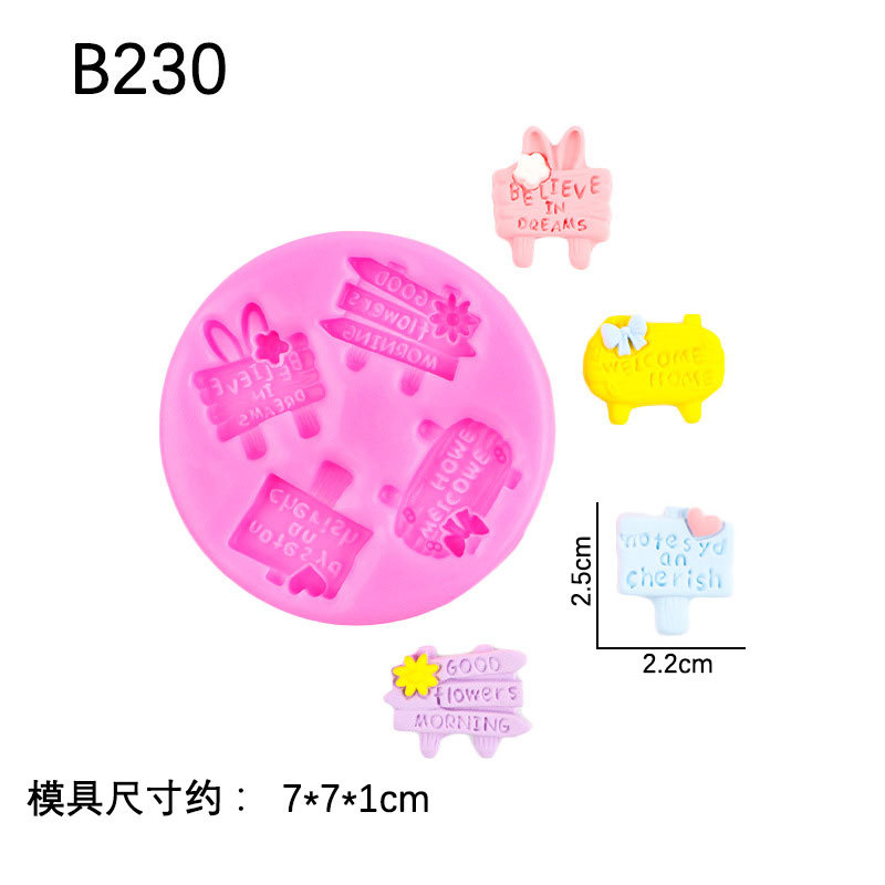 Mini señal de carretera valla molde silicona DIY hecho a mano postre pastel fondant chocolate decorativo epoxi Decoración