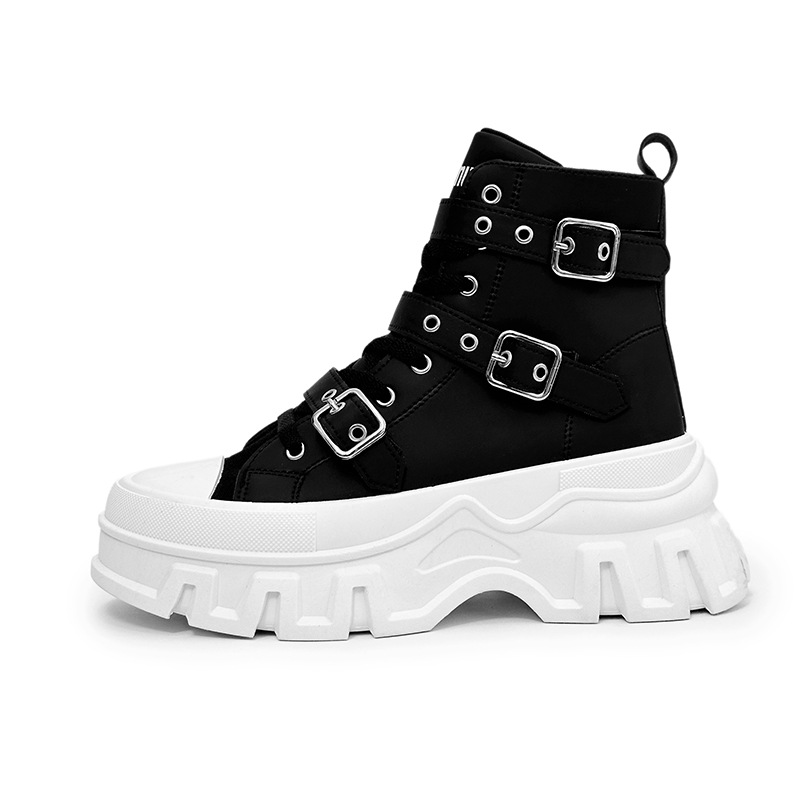 Herrenschuhe Martin Stiefel Herrenstiefel Motorradstiefel dicke Sohle Gürtelschnalle Lederoberfläche Trend neue Stiefel große Schuhe Stiefel_voghion.com