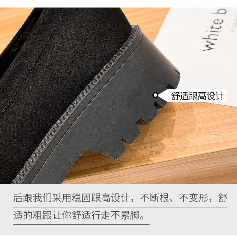 Giày lười nữ đế dày lót lông giữ ấm, giày bông mũi tròn gót 3-5 cm — Màu xám, Màu đen chi tiết 11