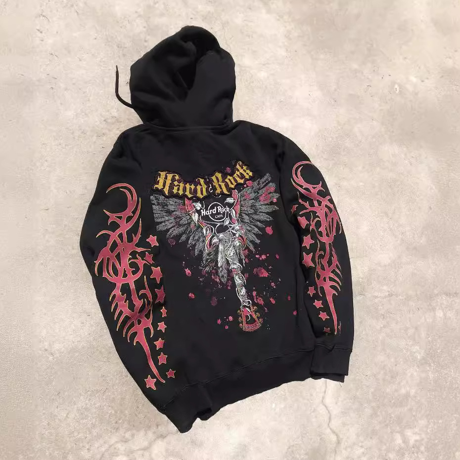 Men's Clothing autumn and winter sweatshirt street retro print embroidery loose plus velvet hooded_voghion.com