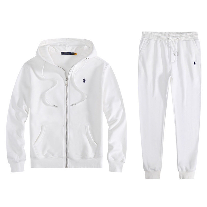 European Size Cross-Border Velvet Pony Rl Hooded Cardigan Pure Color Zipper Sweatshirt Embroidered Casual Men's Polo Jacket