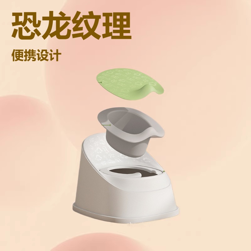 Little Dinosaur Children's Toilet, Toddler, Infant, Mobile Urinal, Plastic with Lid, Non-Slip Toilet, Portable