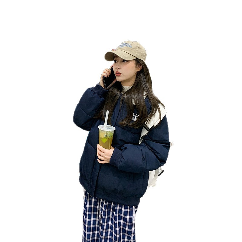American retro cordero con solapa ropa de algodón mujer 2025 nuevo invierno perezoso viento caliente estudiantes de algodón corto moda image 5