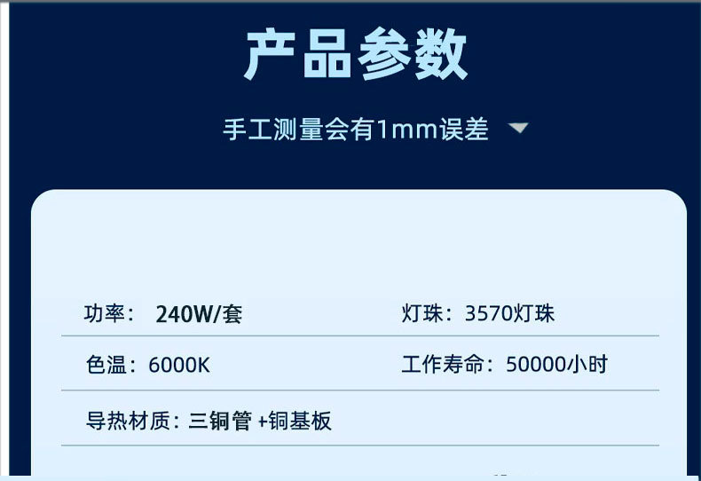 Cross-Border Three Copper Tube High Power 240W Car Led Headlight H1H7H4H11 9005 90069012 Car Bulb
