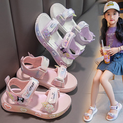 Wholesale Cartoon Sandals for Girls 2024 Summer New Children's Princess Sandals Soft Sole for Big Kids and Girls