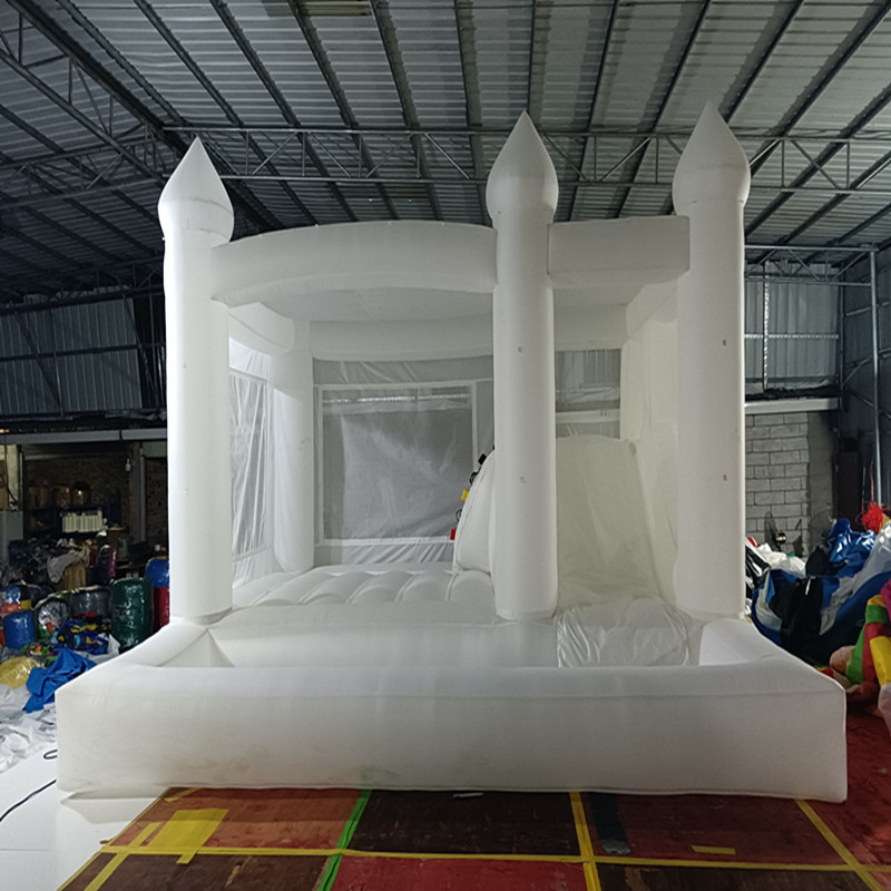 Outdoor inflatable wedding trampoline decoration, European and American style children's birthday party white inflatable slide castle