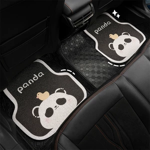 Blue Rain Car Floor Mats Cute Panda Wire Ring Can Be Cut and Easy to Clean Universal Anti-Slip Car Interior Protection Mat Foot Mat