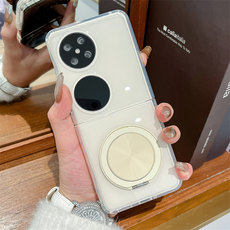 適用華為ポケット2携帯ケース純色pocketS折り畳みスクリーン円形スタンド手綱女性保護カバー|undefined