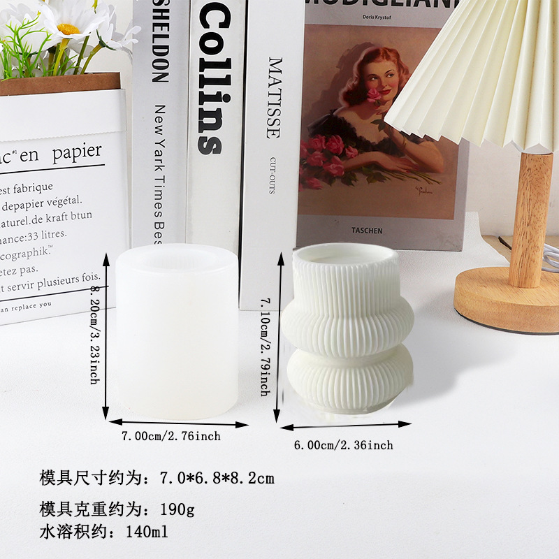 Creativo transfronterizo columna geométrica perfumada barra magnética molde de vela inscrito vertical columna de rayas adornos caseros molde de silicona