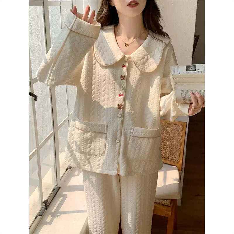 5A抗菌纯棉甜美系秋冬季保暖空气棉月子服喂奶衣孕妇哺乳睡衣孕期|undefined