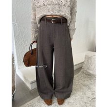 ［T台］T-PLATFORM广州十三行冬季加绒裤子韩系松弛感休闲裤83312