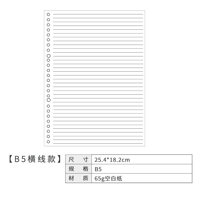 6穴のノートの中のページのa5のルーズリーフは取り外し可能です。|undefined
