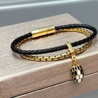 Новая змеиная голова телка кожаная тканая двухслойная красная веревка браслет эмалевая голова змея мужская и женская ручная веревка V золотой браслет не выцветает