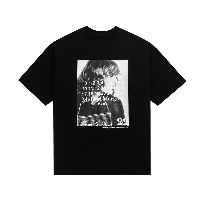 Mm6マギラtシャツ2023夏新作男女カップル服アラビア数字プリント半袖|undefined