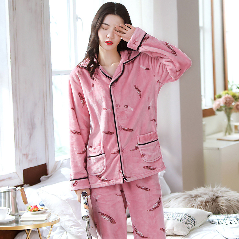 [Rebaja: 50% de Descuento] Conjunto de Pijama de Franela para Mujer, Conjunto de Pijama Estampado de Franela, Cálido y Acogedor