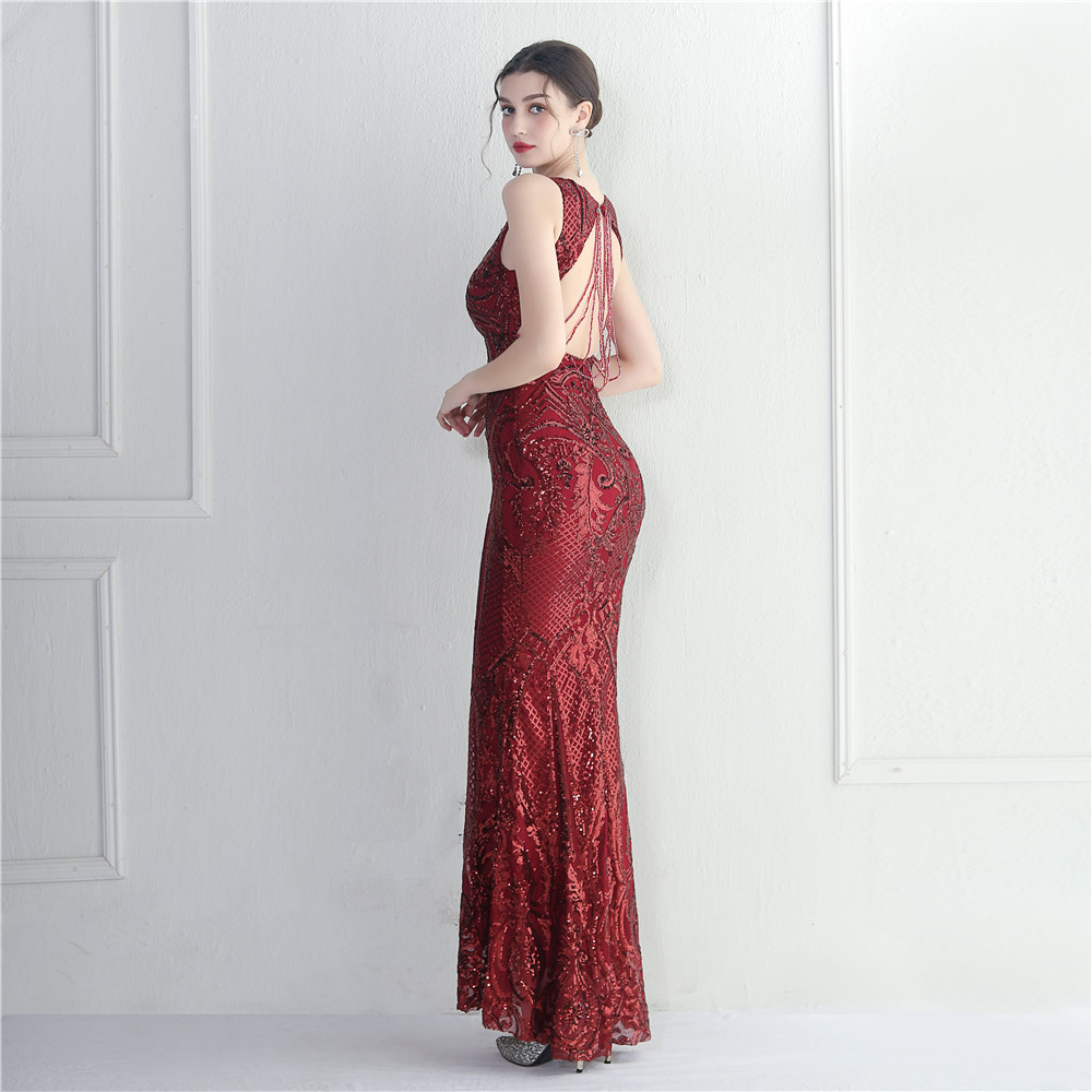 D9418 1600K VÁY ĐẦM LIỀN THÂN DỰ TIỆC NỮ YIEOUBA DÙNG TRONG LỄ CƯỚI THÊU HỌA TIẾT HOA THỜI TRANG NỮ G04 SẢN PHẨM MỚI