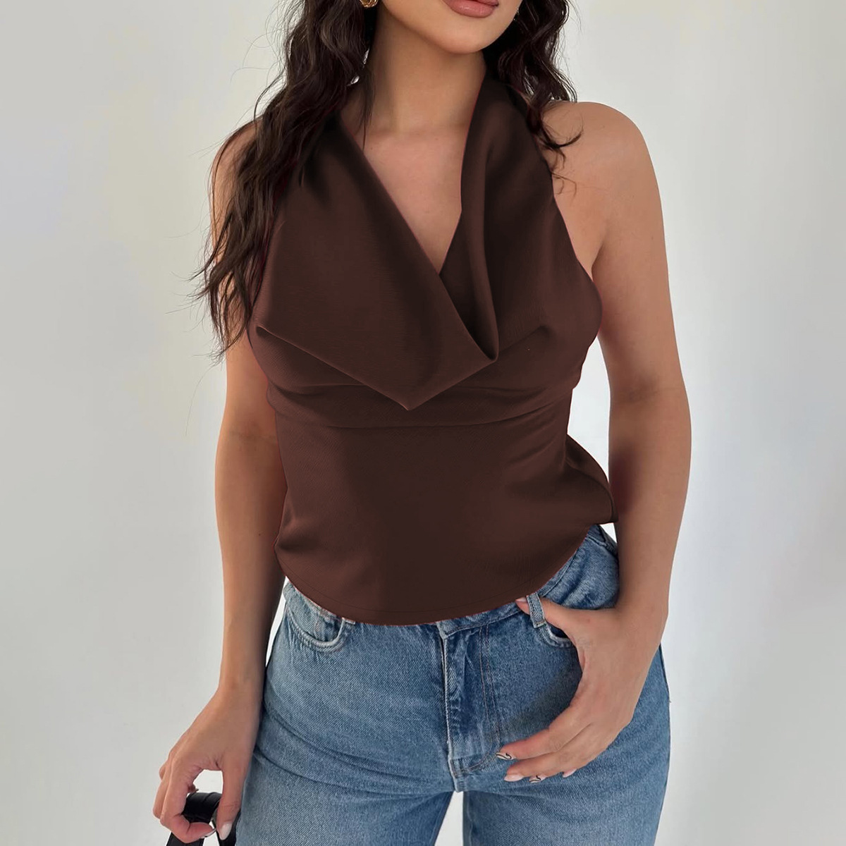 Summer Fashion Backless Solid Color Women's Top Slim Tie Strapless Trendy American Style Hot Girl Sexy Clothing_ecoleips.com