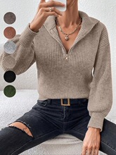 G 63711 Casual Solid Color Polo Neck Zipper Sweater ��ɫ��
