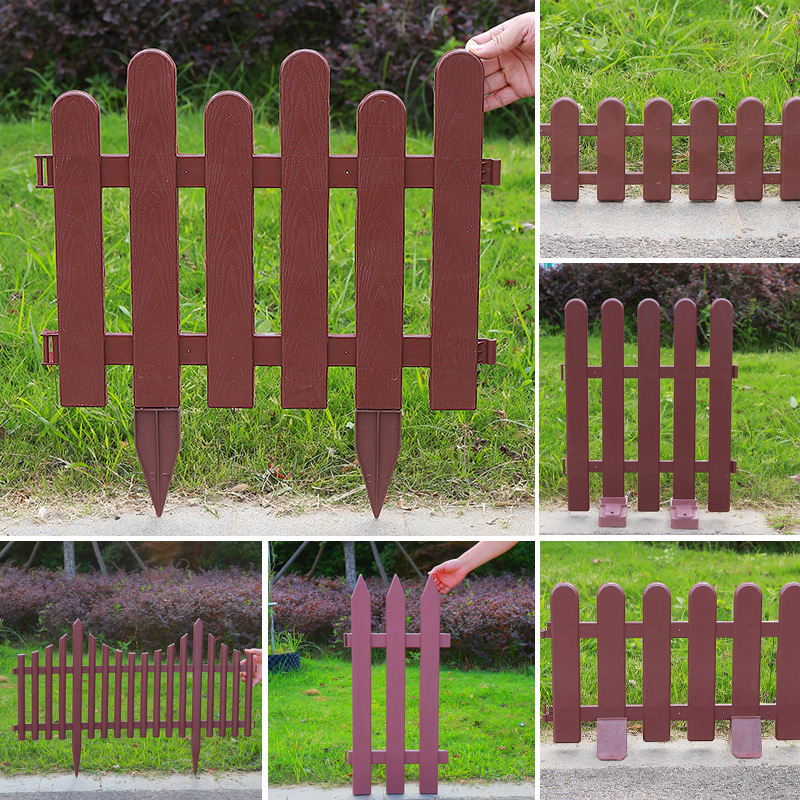 PVC fence fence engineering plastic fence coffee color guardrail Park garden decoration courtyard fence