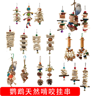 Parrot Hanging String Chewing Toy Calcium Supplement Cuttlebone Cockatiel Lovebird Budgerigar Rattan Ball Corn Husk Apple Branch Bird Supplies