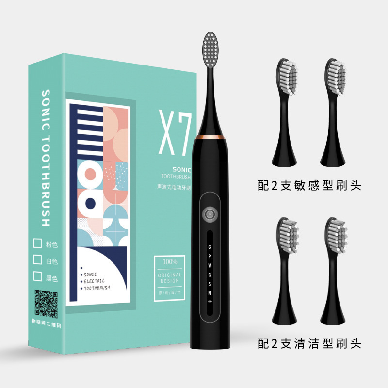 쿨 블랙丨메탈 샤프트丨선물 상자 [브러시 헤드 4개] 배터리 수명 60일丨6 기어