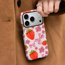 ins草莓蝴蝶结可爱苹果17二合一菲林iPhone16手机壳15全包保护套