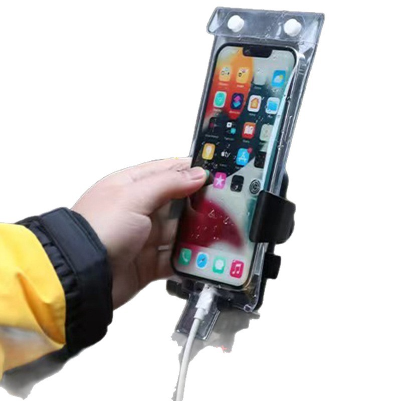 Yeni cep telefonu su geçirmez evrensel paket servisi ile çalışan özel tutucu yağmur geçirmez bisiklet şarj edilebilir dokunmatik ekran cep telefonu koruyucu kapak
