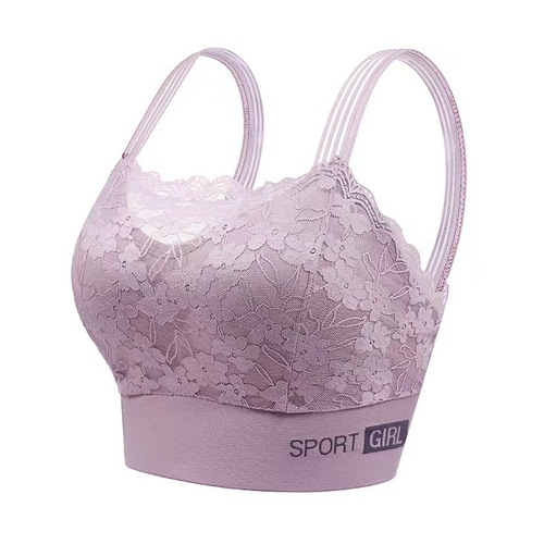 New lace beauty back women's wrap bralette with cushion, breathable, non-showing, base layer, plus size bra-style top