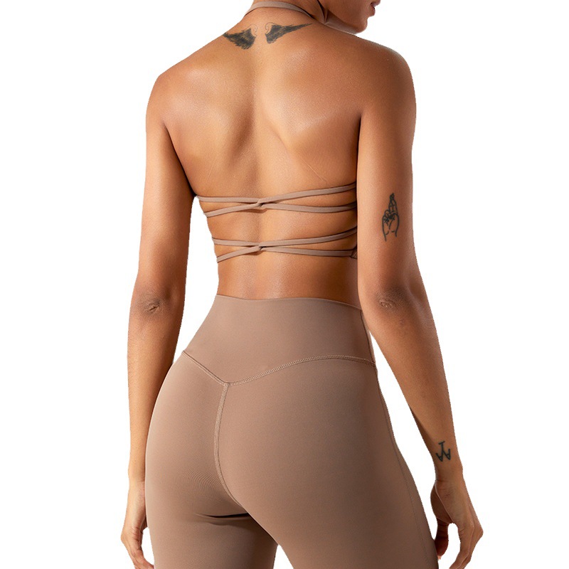 Europa y América Cruz espalda ropa interior deportiva otoño e invierno corriendo a prueba de golpes push up yoga chaleco de secado rápido fitness top