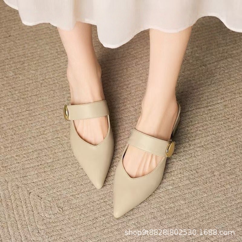 Baotou media zapatillas para mujeres verano 2026 nueva moda coreana tacones afilados gruesos sandalias de temperamento cómodo image 2