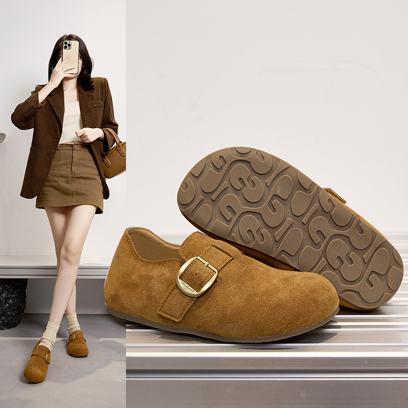 2026 Autumn Genuine Leather Birkenstock Shoes for Women|Invisible Internal Height Increase Slip-On, Makes Short People's Legs Look Longer, Suitable for Wide Feet