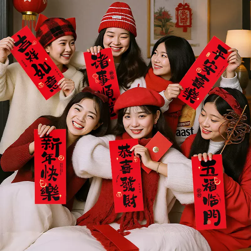 春节网红对联横幅过年氛围装饰2026马年新款新年创意手持拍照道具