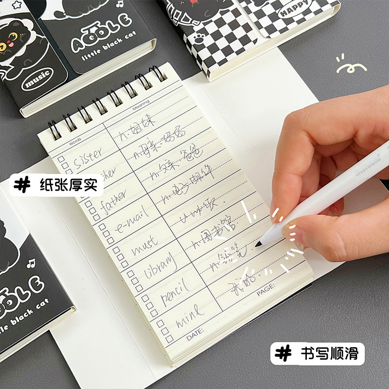 黒猫単語帳インスタイル単語暗記帳小中学生向けシンプルカバーポケットノート|undefined