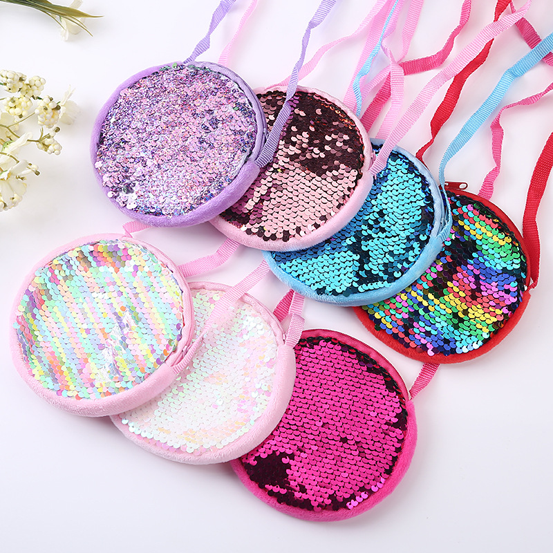 Women's Solid Color Cloth Sequins Zipper Kids Wallets display picture 2