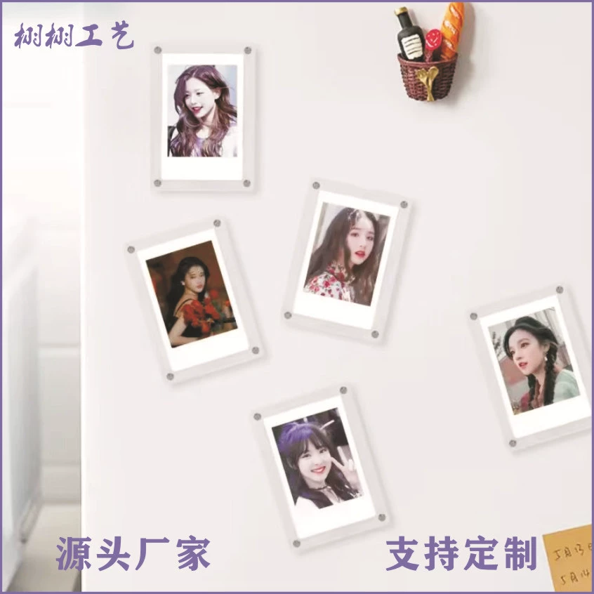 Прозрачный акриловый магнит на холодильник с индивидуальным фото, современный и простой, оптовая рамка для фото на холодильник