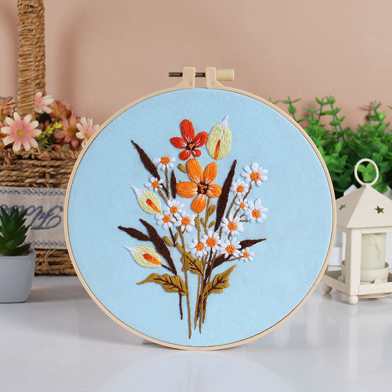 Nuevo producto ramo flor kit de bordado a mano paquete de material de bricolaje arte de tela para principiantes bordado Su bordado original inglés