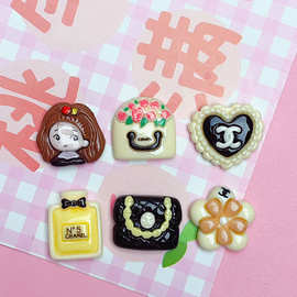 仿真甜酷ins风富婆女孩蝴蝶结花朵树脂配件diy饰品手机壳鞋扣发夹