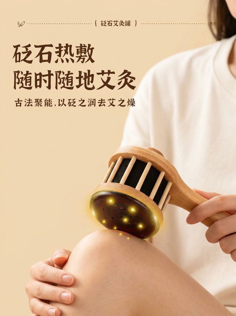 Bian Stone Moxibustion Device Handheld Facial Gua Sha Massage Tool with 54 Moxa Cones for Home Spa Use quality and texture
