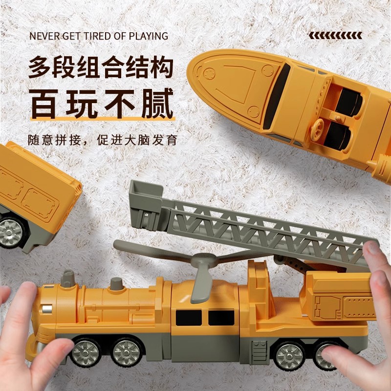 A magnetic building engineering truck and transformable robot model toy gift for children