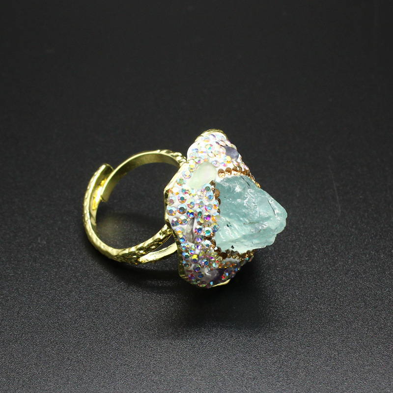25g Weight Open Rings Classification Adjustable Ring Size 1 Piece Quantity Holiday, Daily Occasion natural stone Material Geometric Pattern Unisex Gender Plating, Healing Design Vintage Style, Classic Style Style Unisex Natural Stone Plating Healing Geometric Open Rings Healing Crystals Jewelry 6