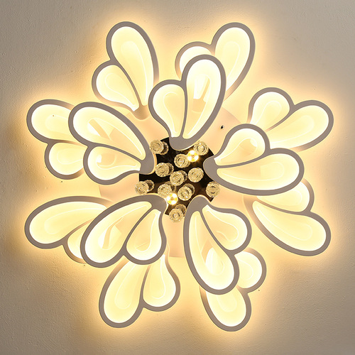 Petal Flush Mount LED Iron Craft Crystal Bedside Lamp Modern Simple Study Hall Exhibition Hotel Restaurant Living Room Lamp