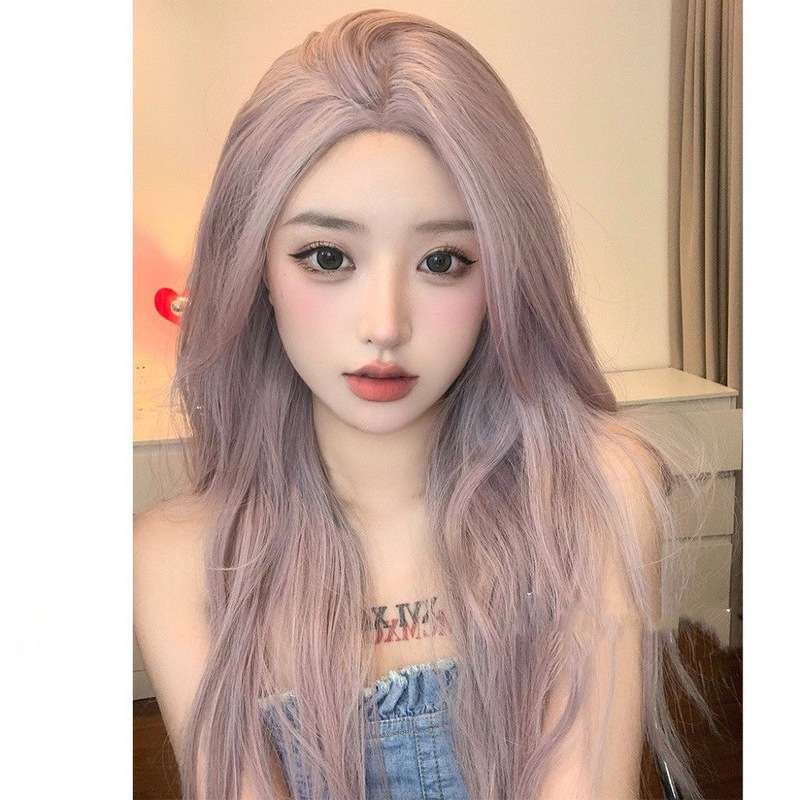 Wig Women's Long Hair with Grey and Purple Character Fashion without Bangs Korean Style Women's Group Hairstyle with Long Color JK Full Head Wig Women's Long Hair with Grey and Purple Character Fashion without Bangs Korean Style Women's Group Hairstyle with Long Color JK Full Head