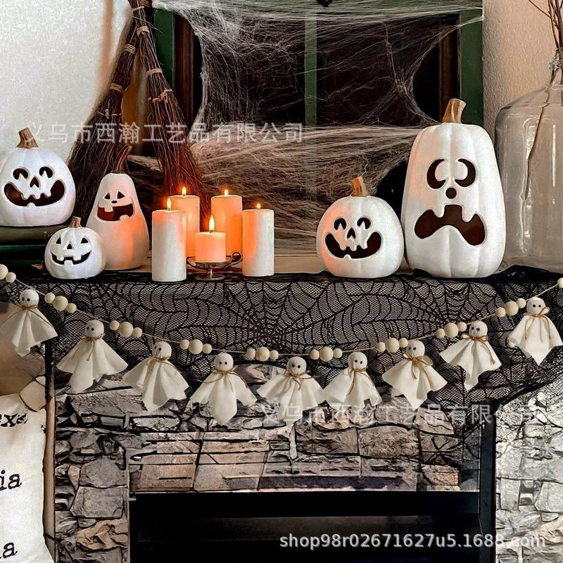 新しいハロウィンコウモリタグクリエイティブ木製ビーズ麻ロープビーズ DIY ホーム壁掛け人形ペンダント|undefined