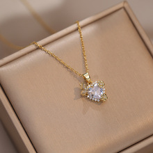 项链女国潮微镶爱心花朵配饰网红直播宫廷风满钻镶嵌奢华时尚项链