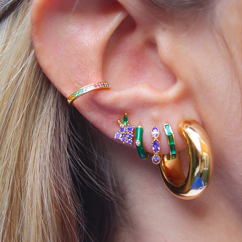 Fashion Geometric Sterling Silver Inlaid Zircon Earrings 1 Pair