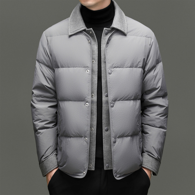 Winter 2025 New Men's Faux Two-Piece Lapel Versatile Trendy Japanese Fashion Spliced Simple Stylish down Jacket