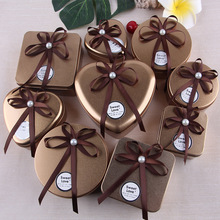 金色心形欧式创意婚礼喜糖盒马口铁铁盒结婚礼盒伴手礼回礼盒制定