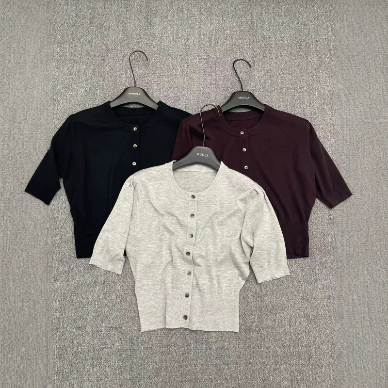 Zhirou Source Factory Wholesale Merino Wool Knitwear, Elegant and Simple Five-Quarter Sleeve Base Shirt 88196 Zhirou Source Factory Wholesale Merino Wool Knitwear, Elegant and Simple Five-Quarter Sleeve Base Shirt 88196