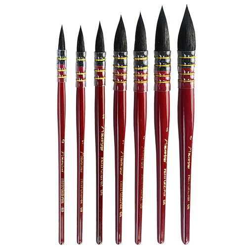 Maratti Red Fat squirrel hair watercolor brush, professional watercolor brush for art students, watercolor brush set